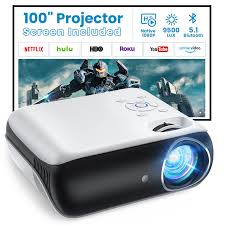 Proyector Bluetooth 1080P Portátil con Pantalla Incluida